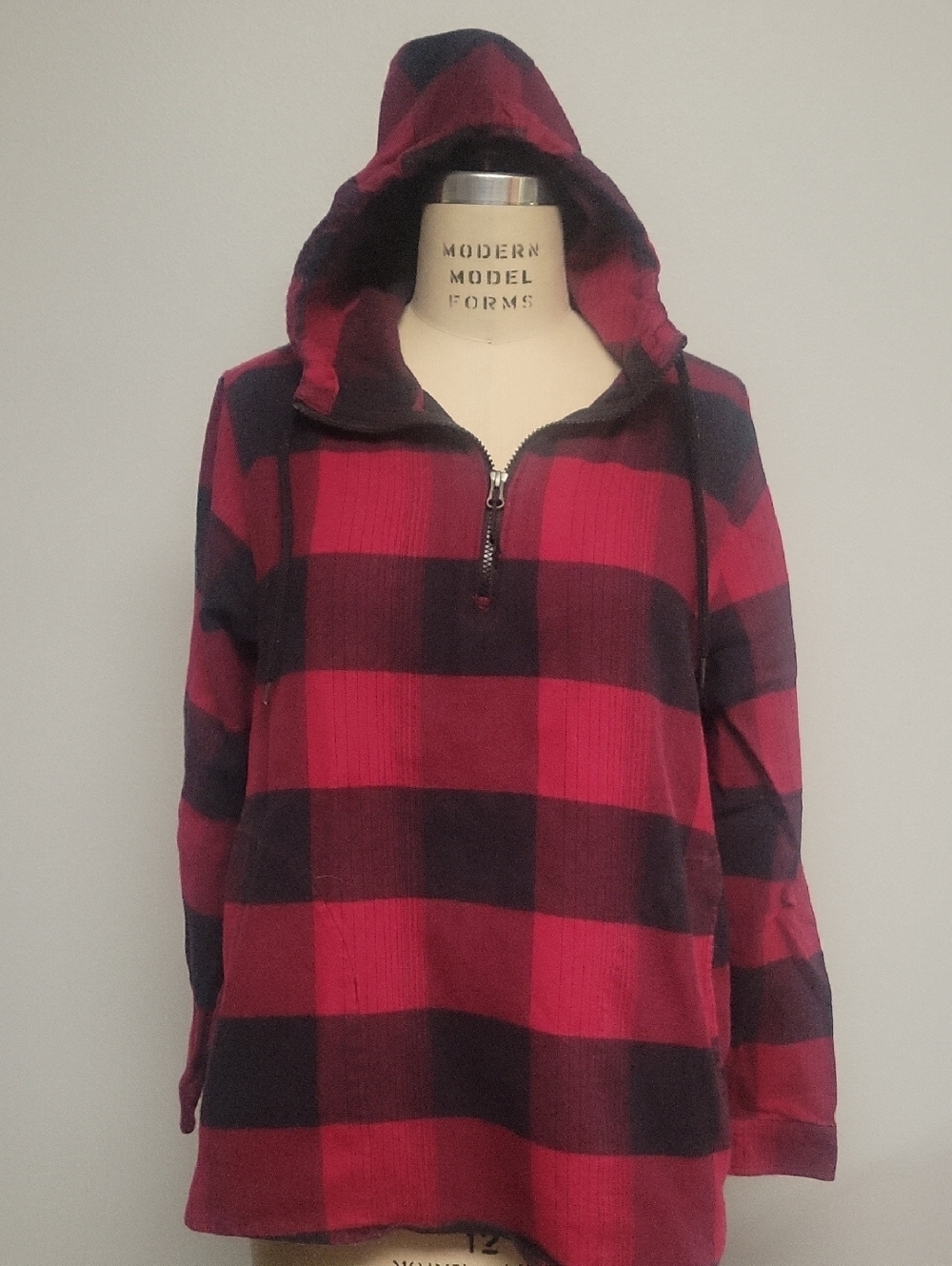 The North Face Women's Black And Red Plaid Pullover Jacket